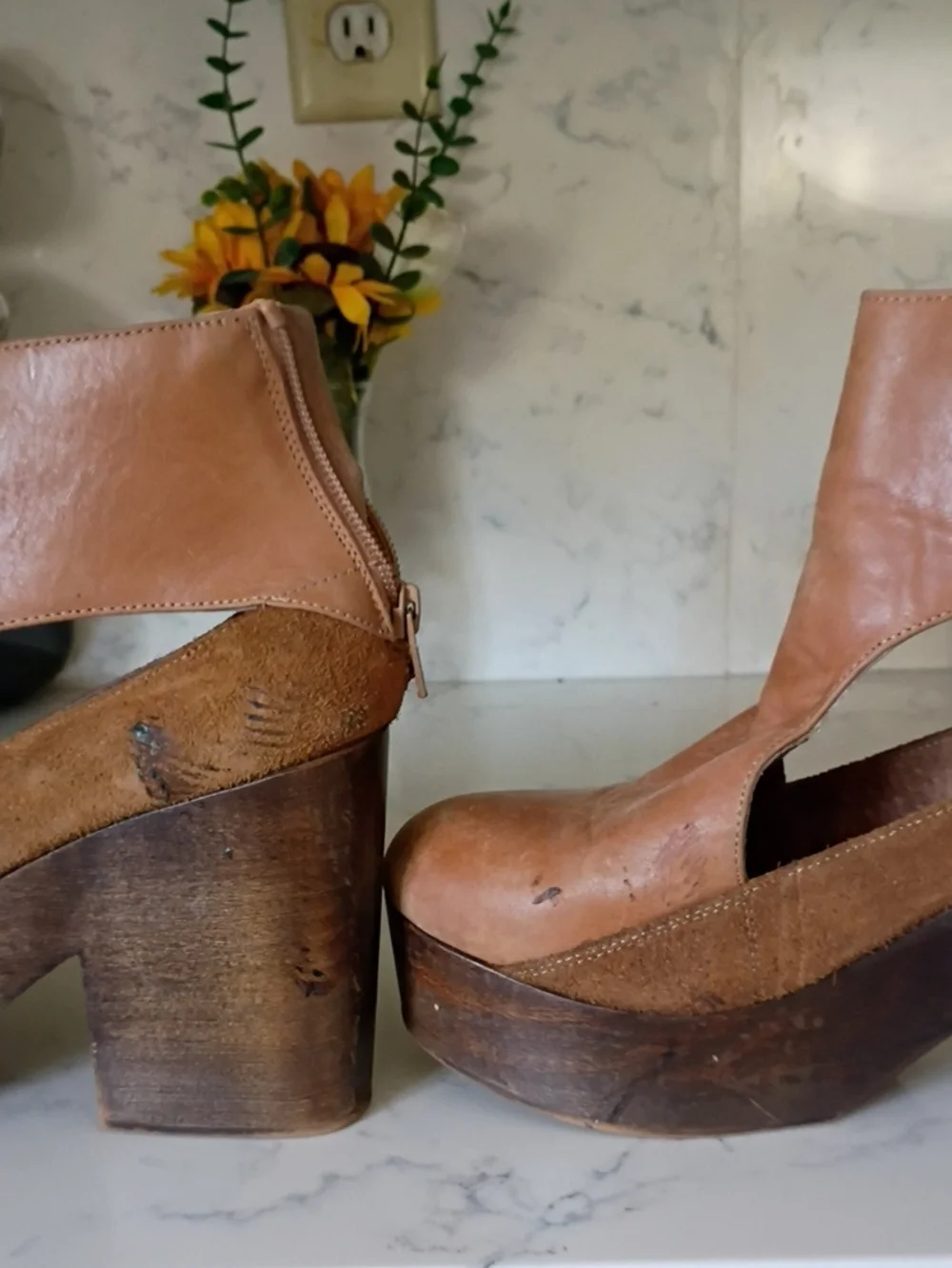 Free People Women’s Platform Ankle Boots in Light Brown